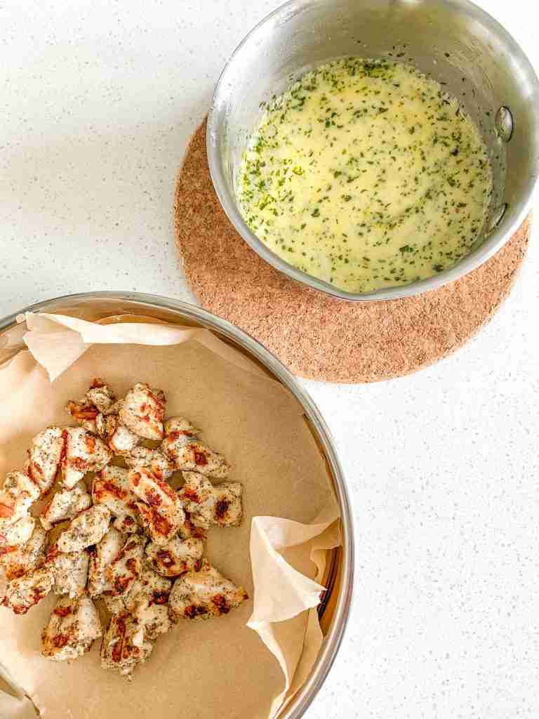 grilled chicken and creamy garlic sauce