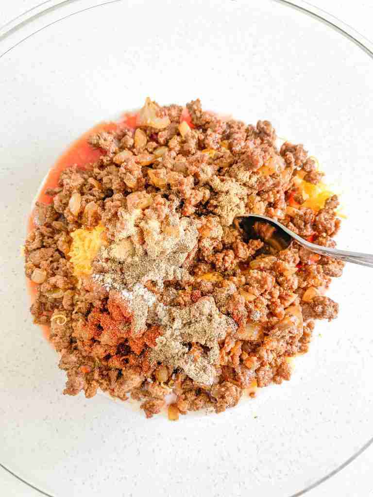 beef getting mixed into dip