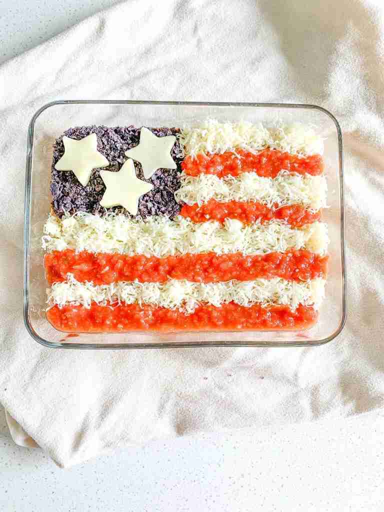 freshly made american flag taco dip