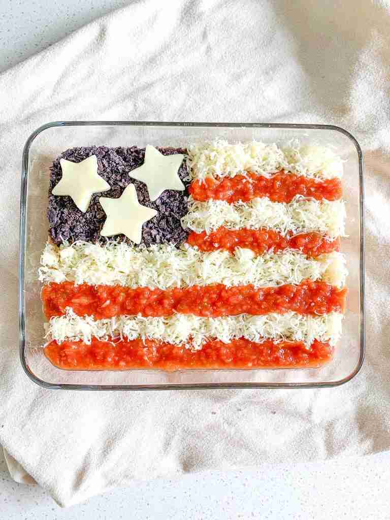 freshly made american flag taco dip