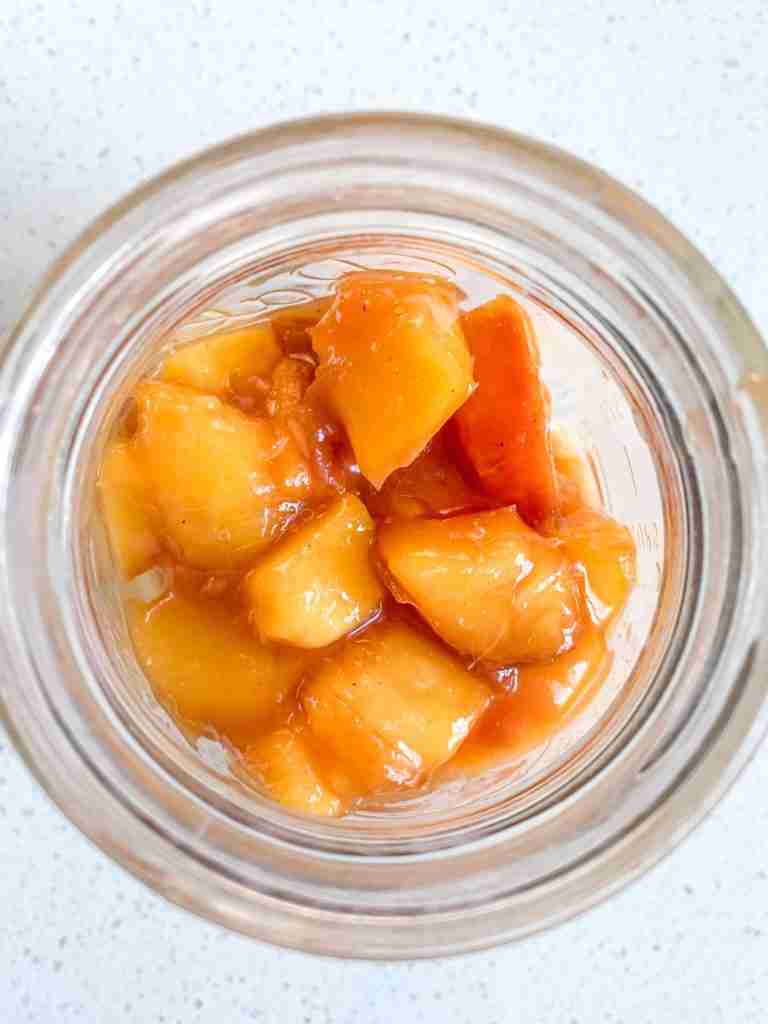 peach filling layered in mason jars for trifles