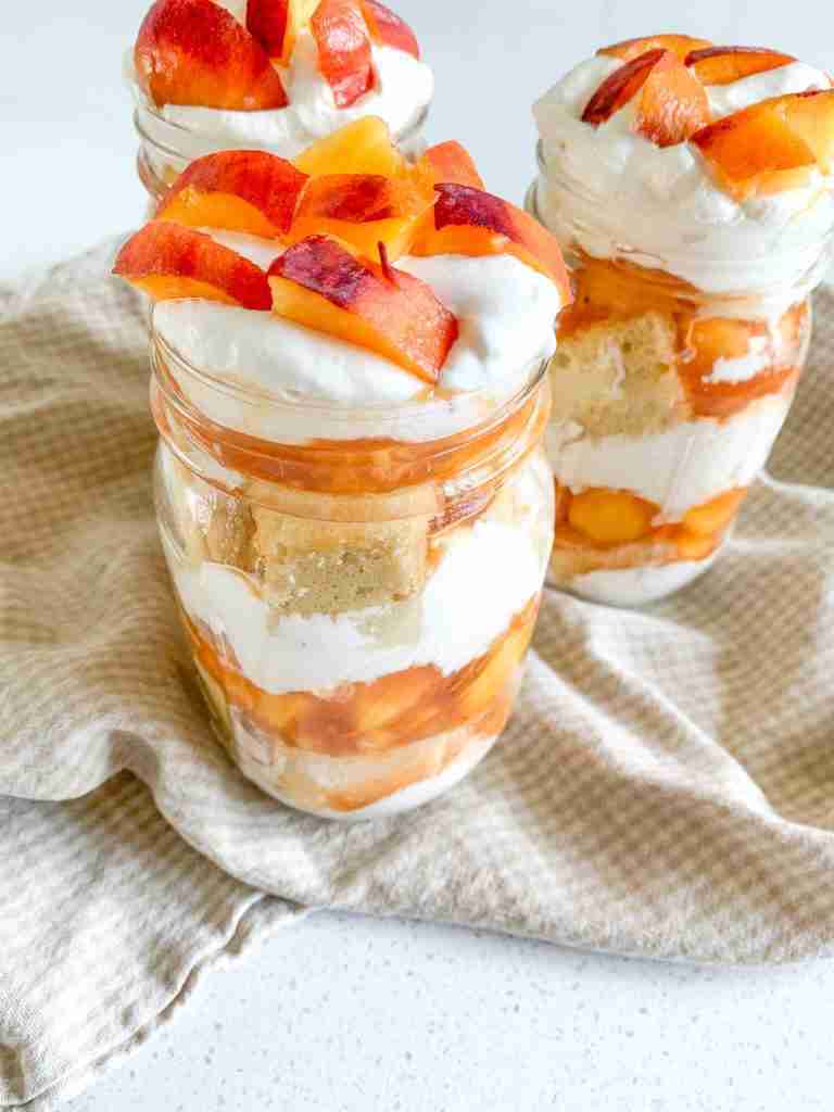 freshly made sourdough mason jar peach trifle desserts