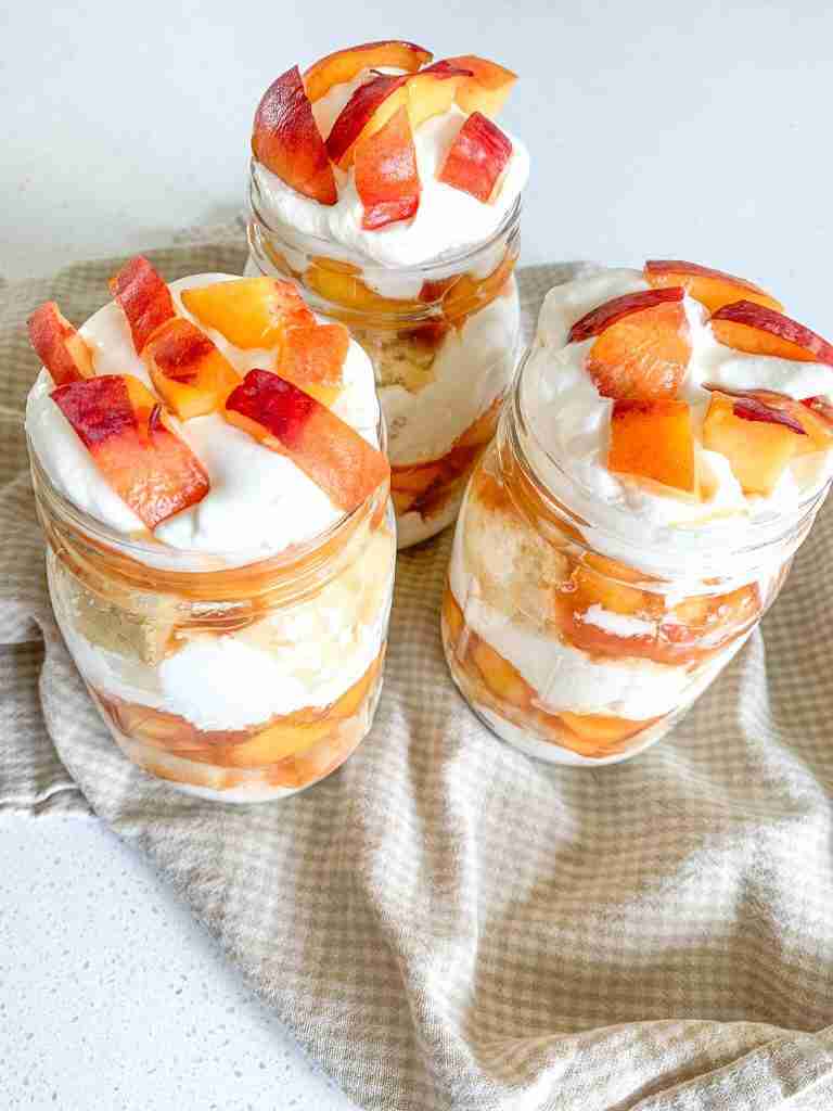 freshly made sourdough mason jar peach trifle desserts