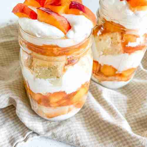 freshly made sourdough mason jar peach trifle desserts