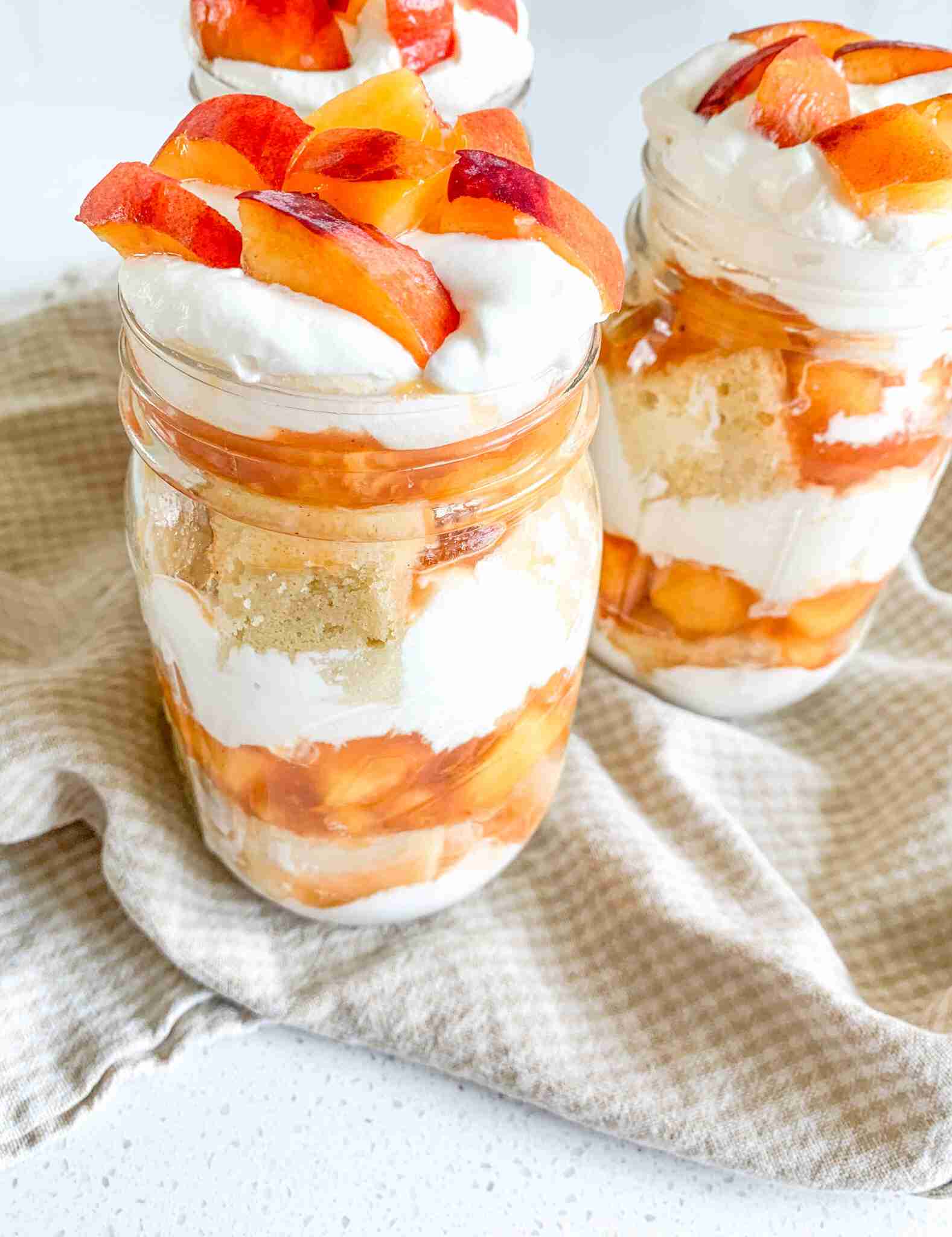 freshly made sourdough mason jar peach trifle desserts