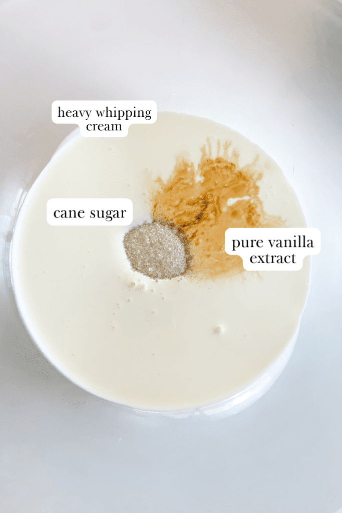 homemade whipped cream labeled ingredients