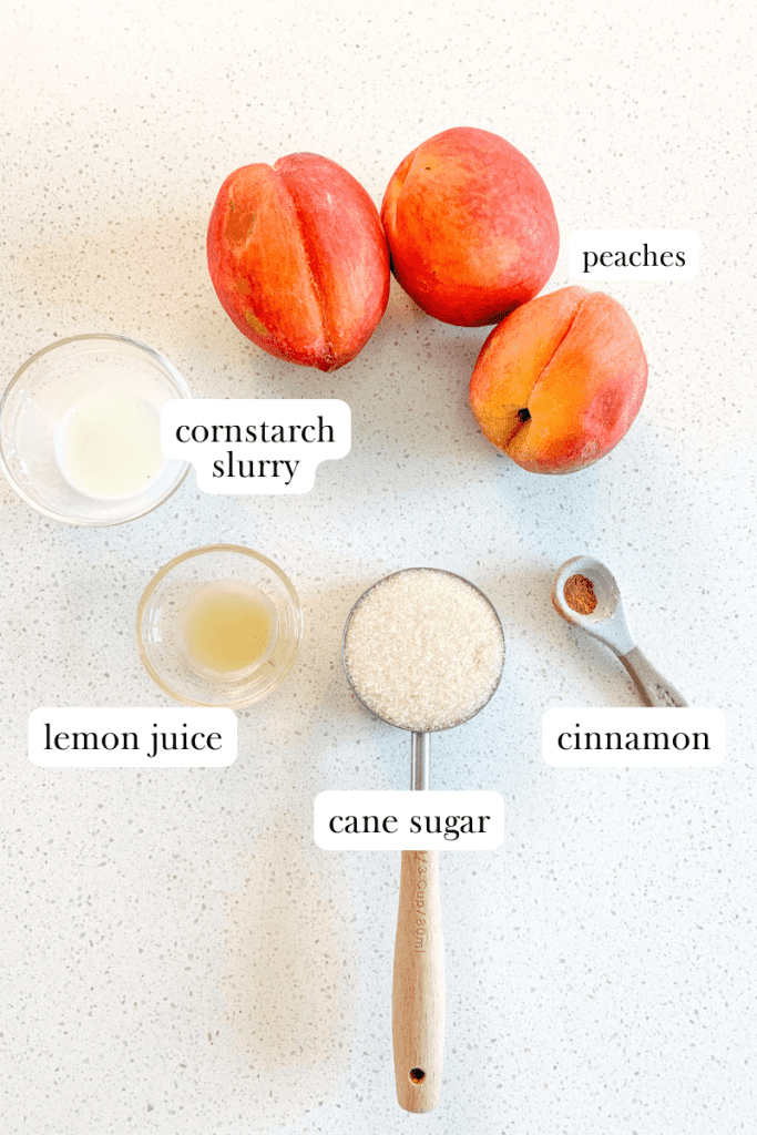 peach pie filling labeled ingredients