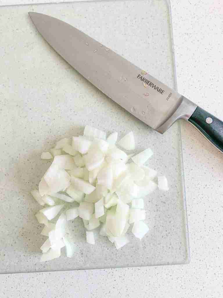 onions chopped for tacos