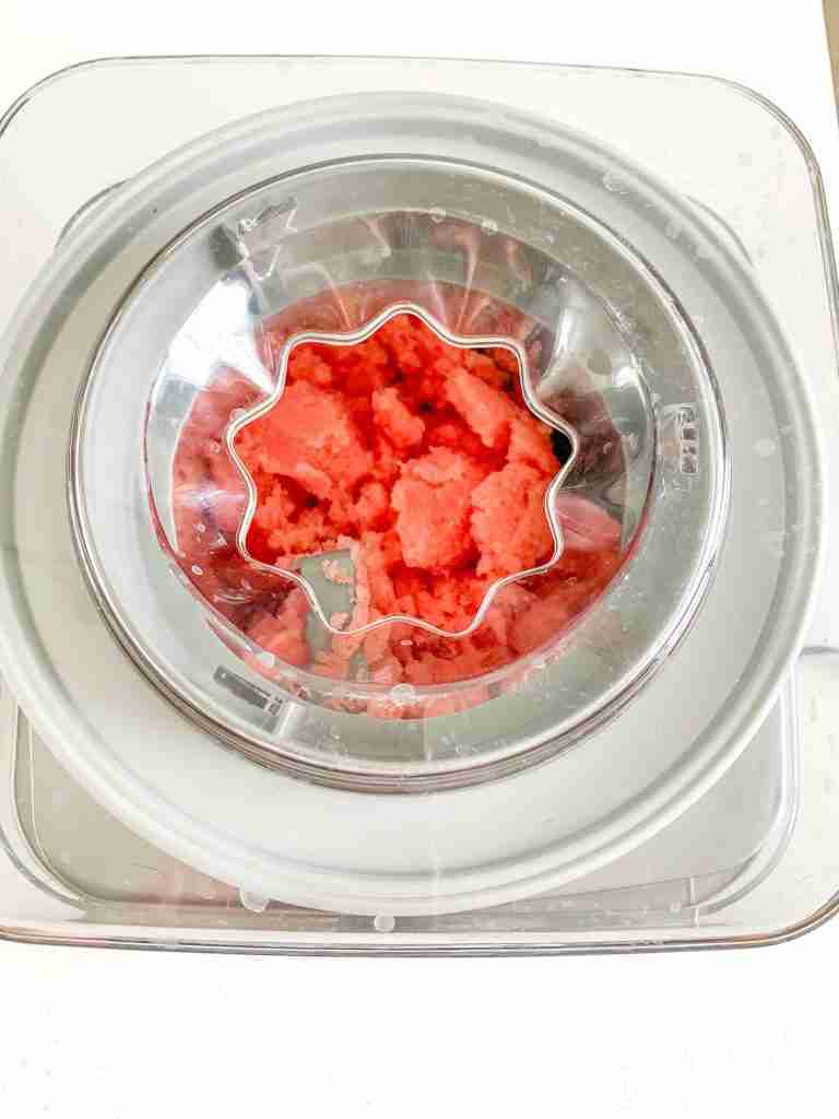 watermelon sorbet in ice cream maker