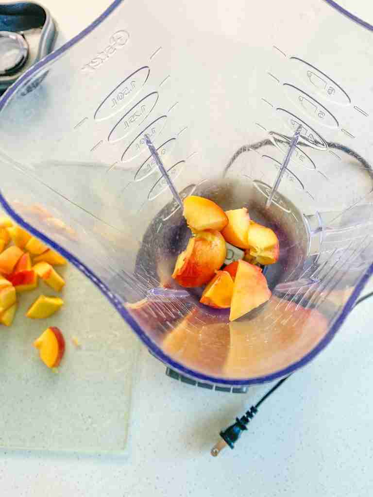 peach chunks ready to be blended up