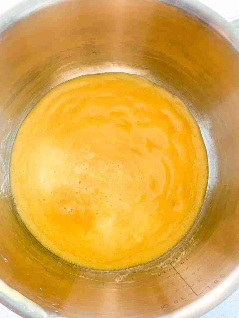 peach juice strained for the curd