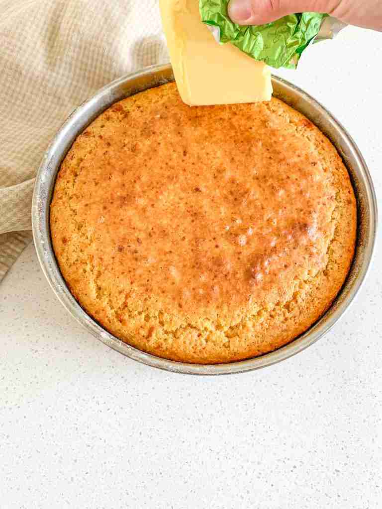 freshly made honey sourdough cornbread sliced up