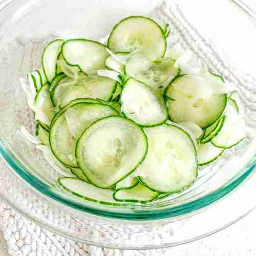 freshly made old fashioned cucumber and onion salad