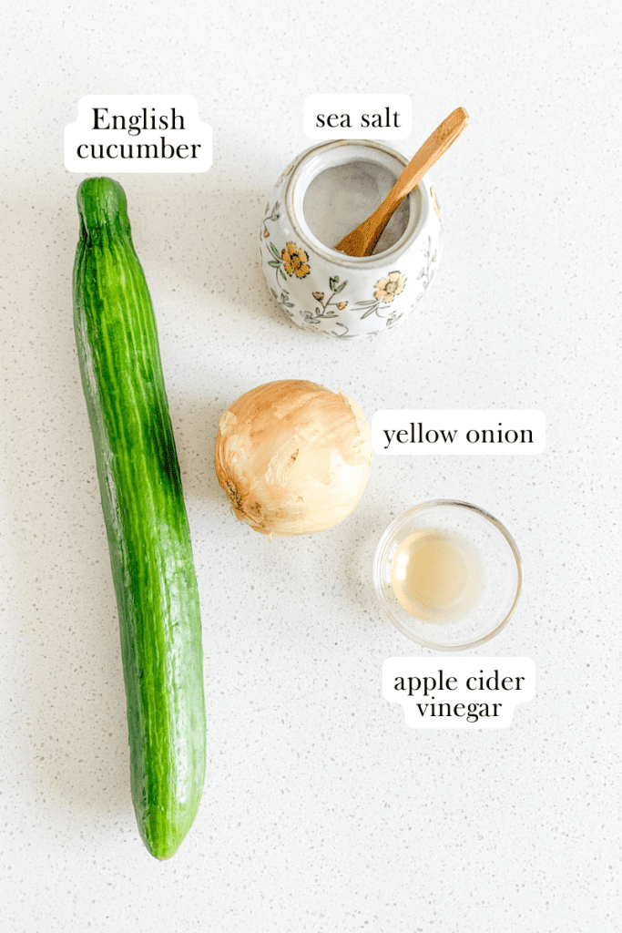 cucumber and onion salad labeled ingredients
