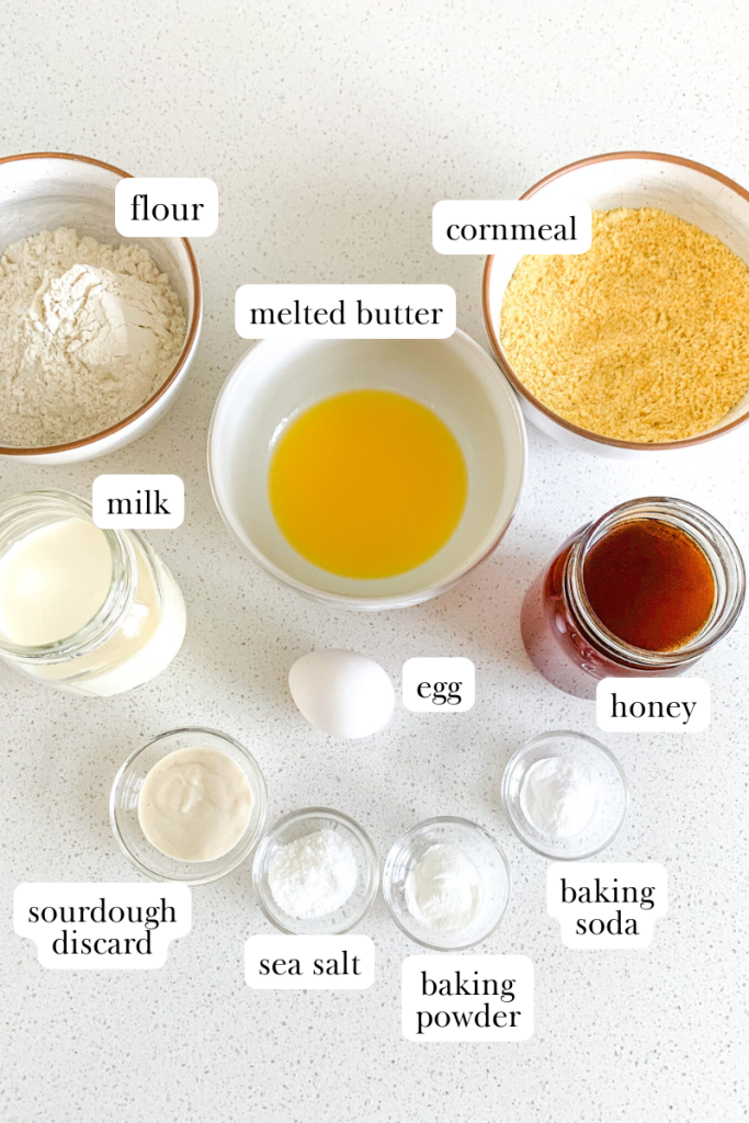 honey sourdough cornbread labeled ingredients
