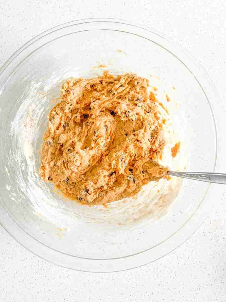 sourdough pumpkin cookie dough mixed together