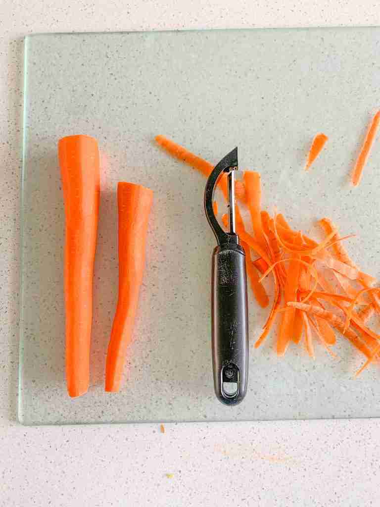 carrots peeled and ready for chopping
