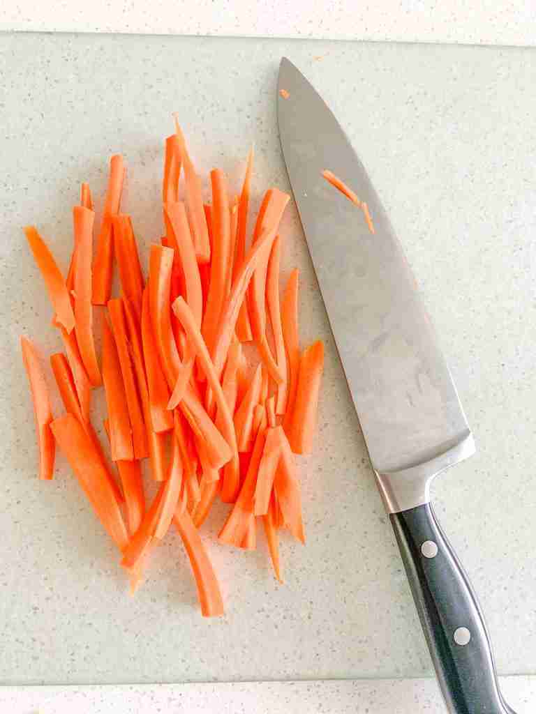 carrots sliced into a julienne