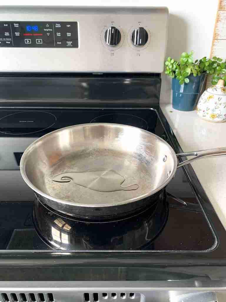 oil warming on the stovetop