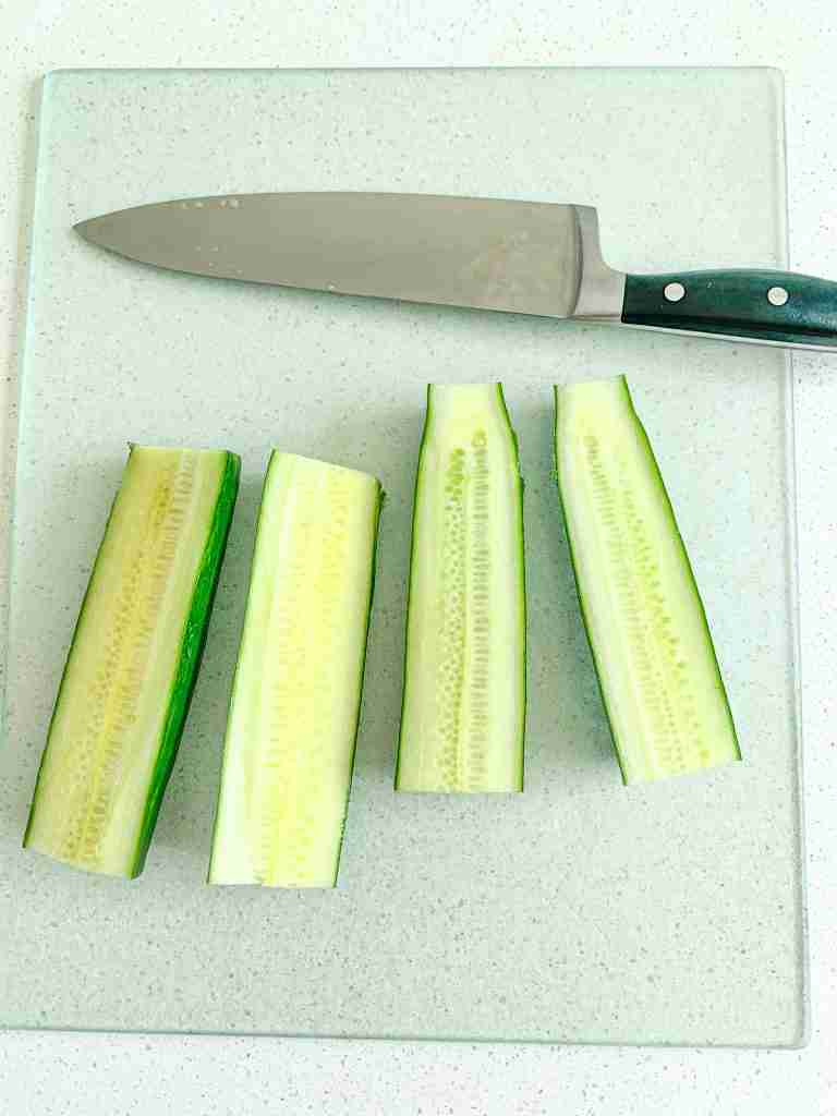 cucumber cut into 4