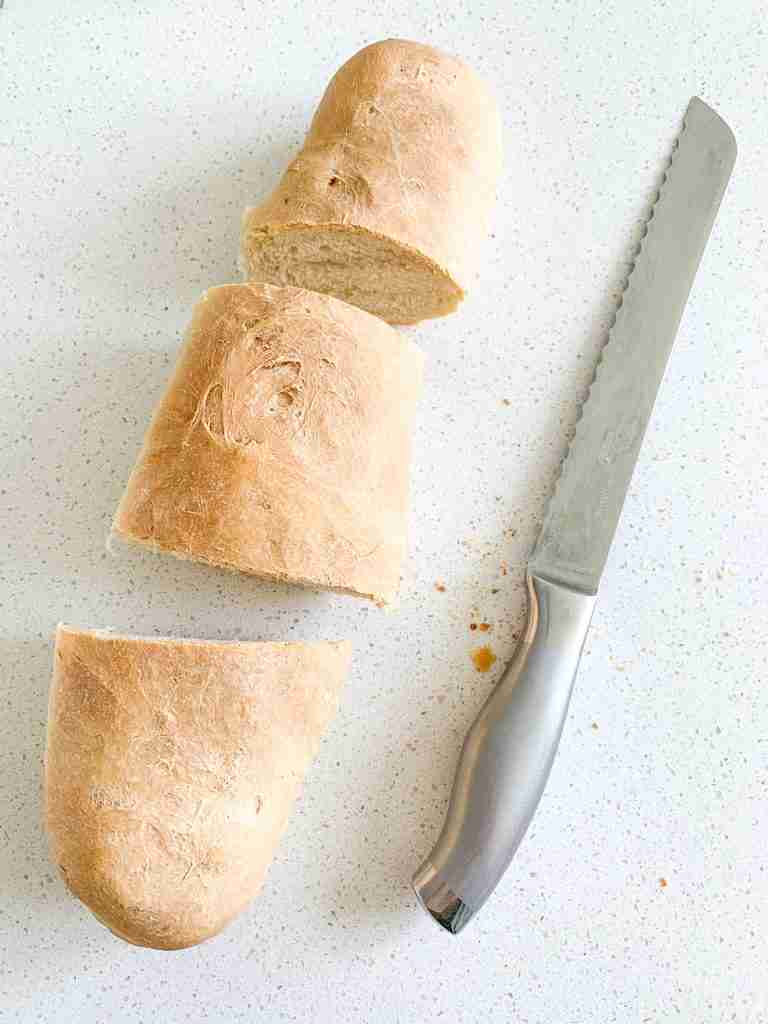 french bread cut into 3