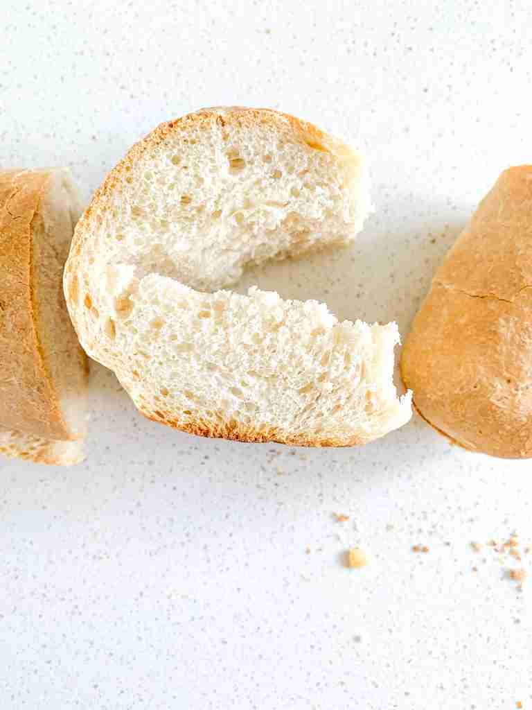french bread cut to make a sandwich