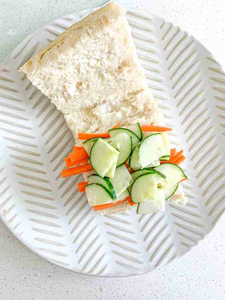 added cucumbers to the banh mi sandwich