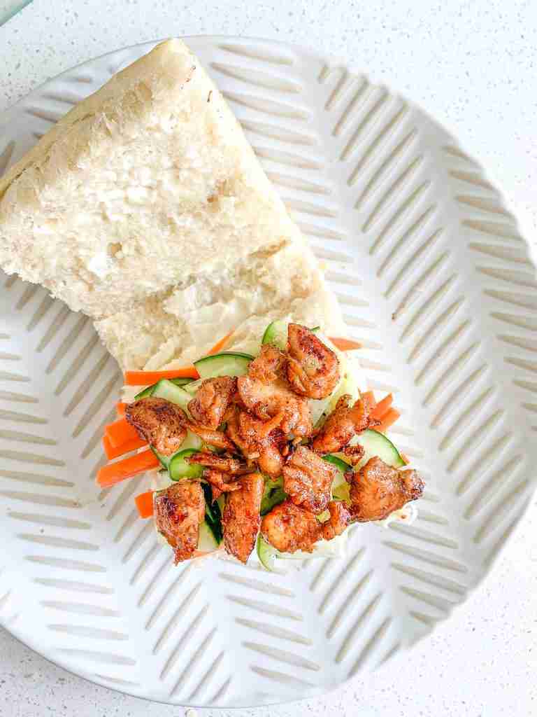 added chicken to the banh mi sandwich