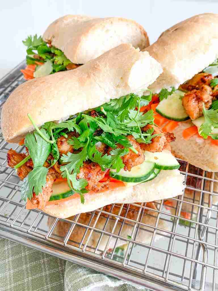 teriyaki chicken bahn mi sandwiches freshly made