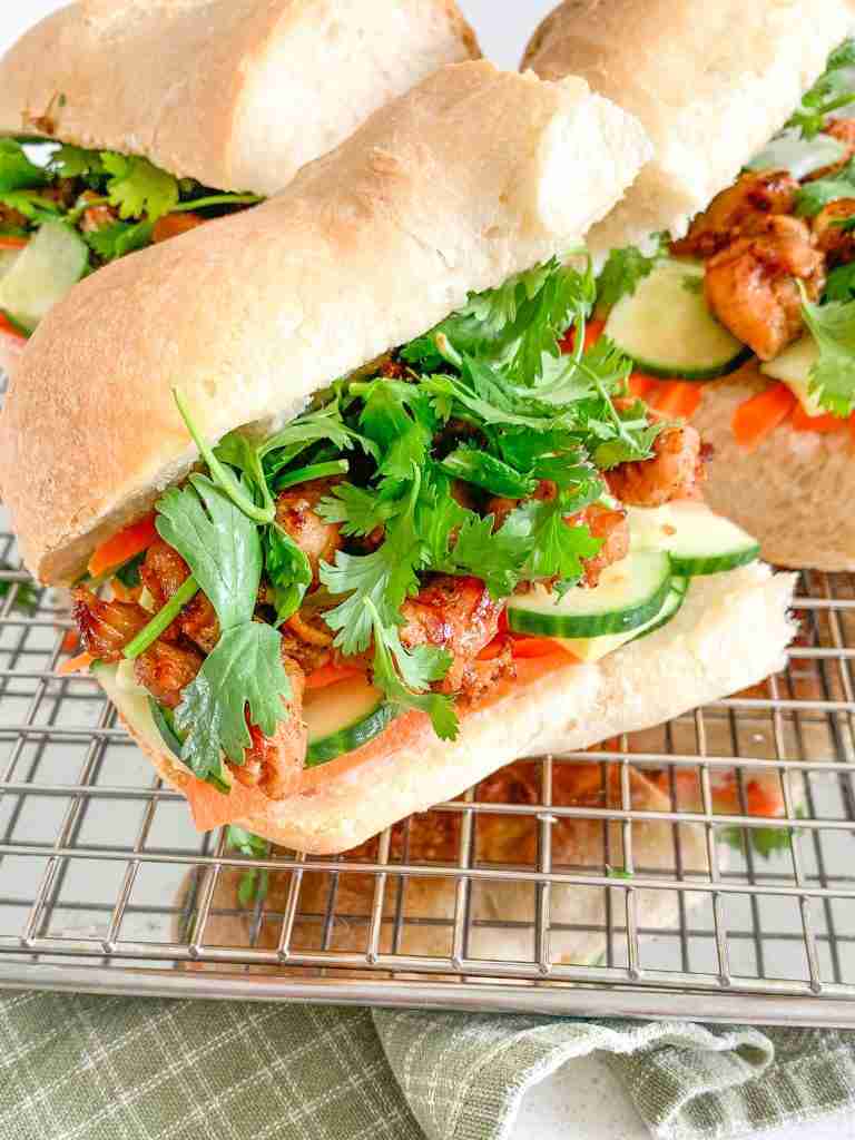 teriyaki chicken bahn mi sandwiches freshly made