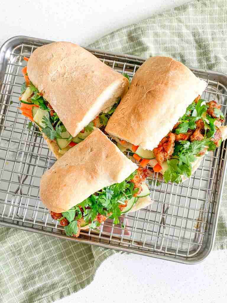 teriyaki chicken bahn mi sandwiches freshly made