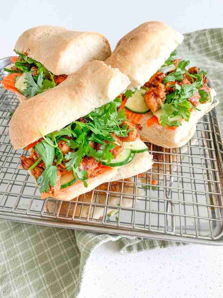 teriyaki chicken bahn mi sandwiches freshly made