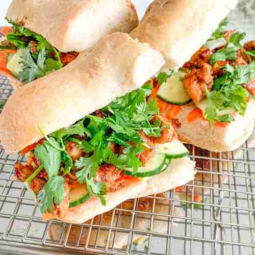 teriyaki chicken bahn mi sandwiches freshly made