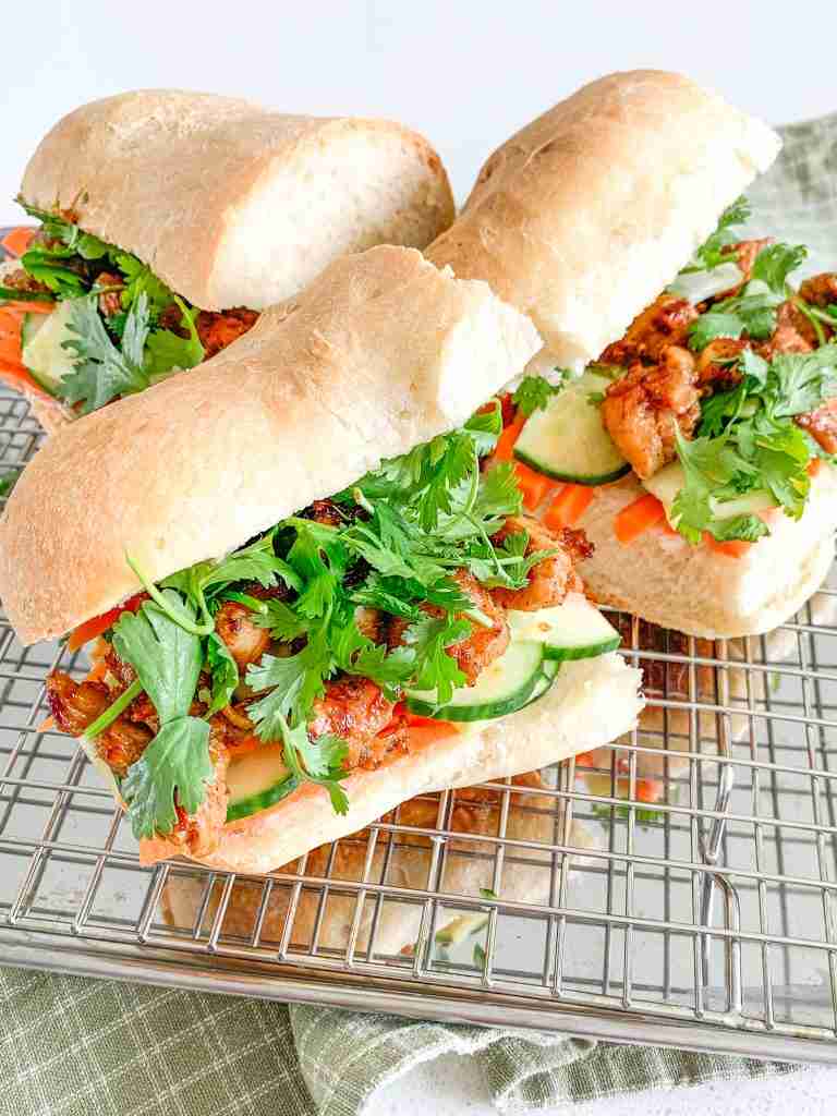 teriyaki chicken bahn mi sandwiches freshly made