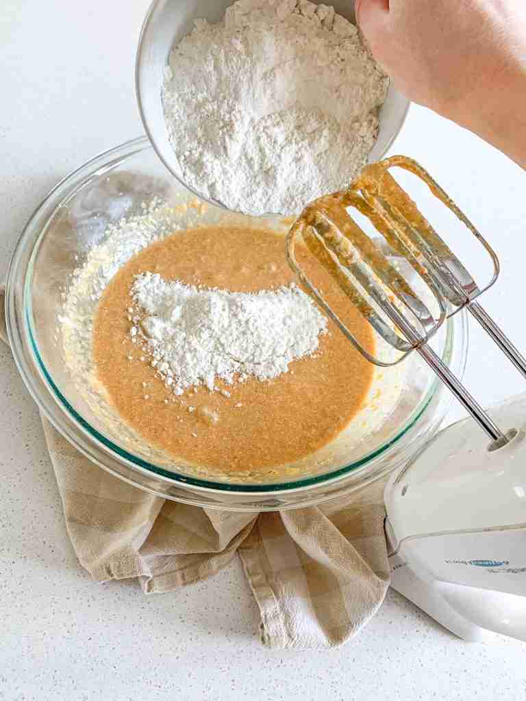 flour added to pumpkin cake batter