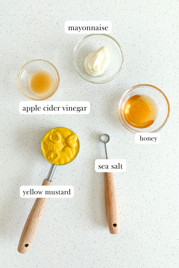 homemade honey mustard labeled ingredients