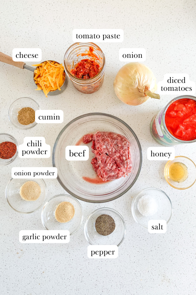 walking taco casserole labeled ingredients