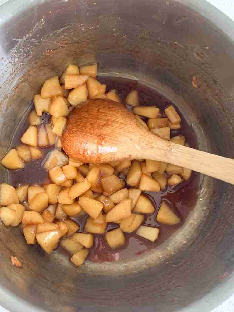 cooking apple turnover filling in a pot