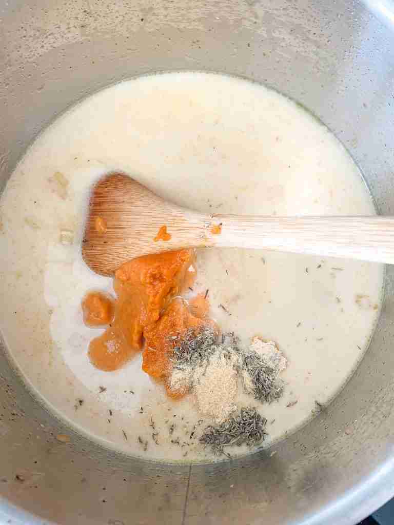 combining all soup ingredients