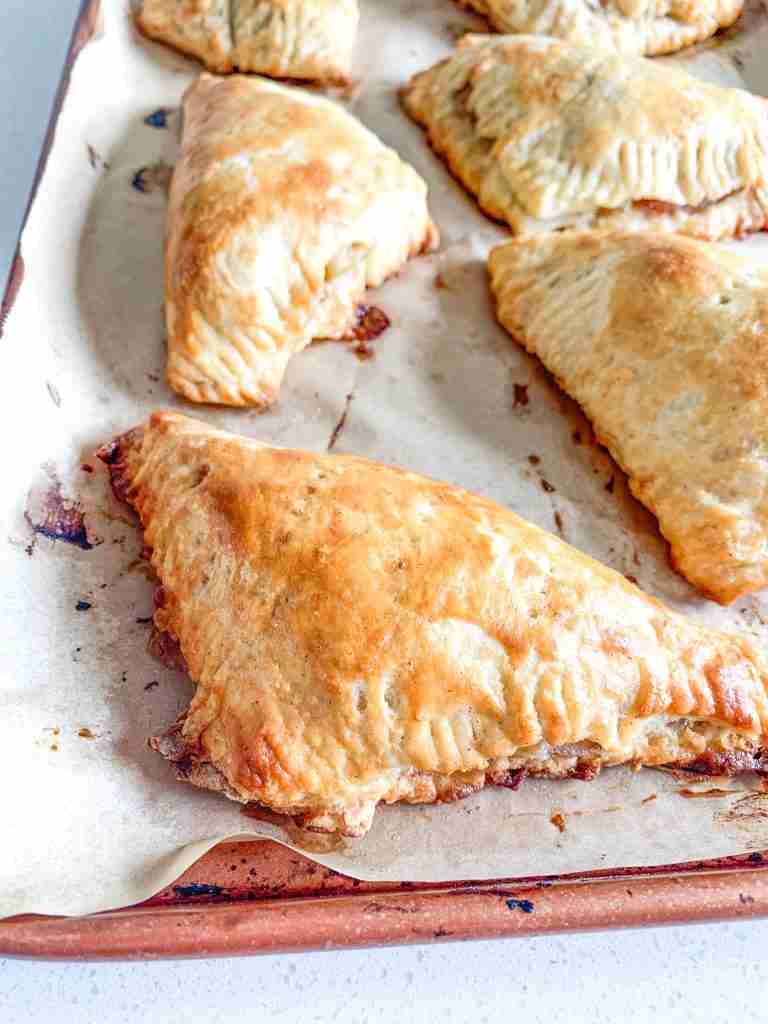 freshly baked sourdough apple turnovers right out of the oven
