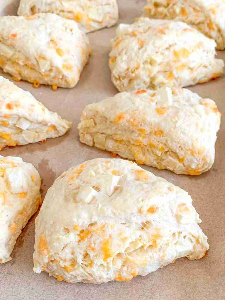 freshly baked sourdough apple cheddar scones
