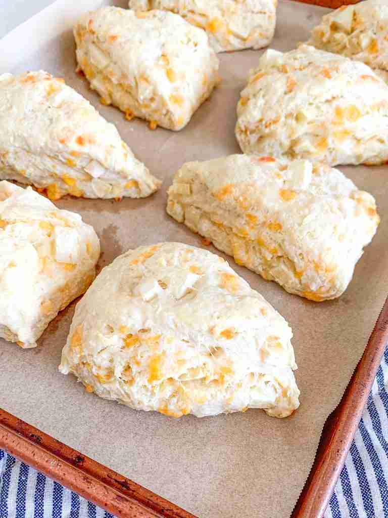 freshly baked sourdough apple cheddar scones