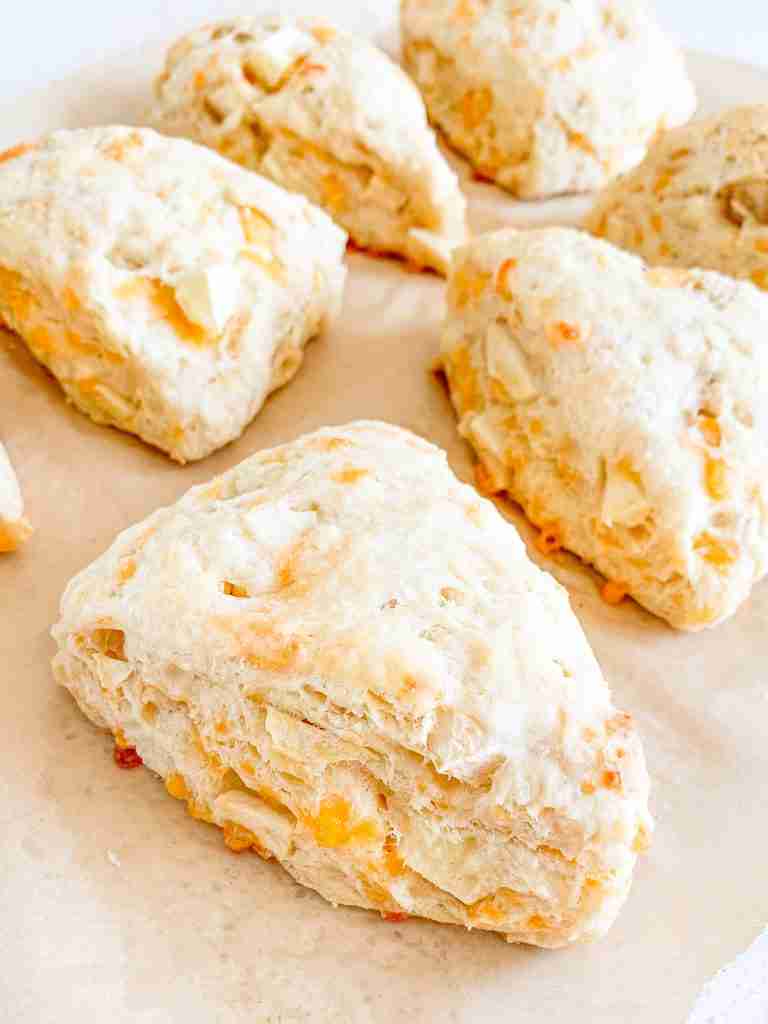 freshly baked sourdough apple cheddar scones