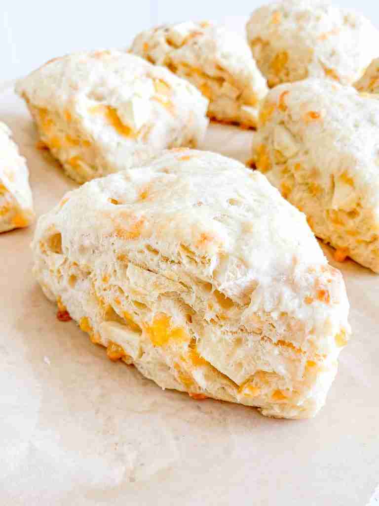 freshly baked sourdough apple cheddar scones