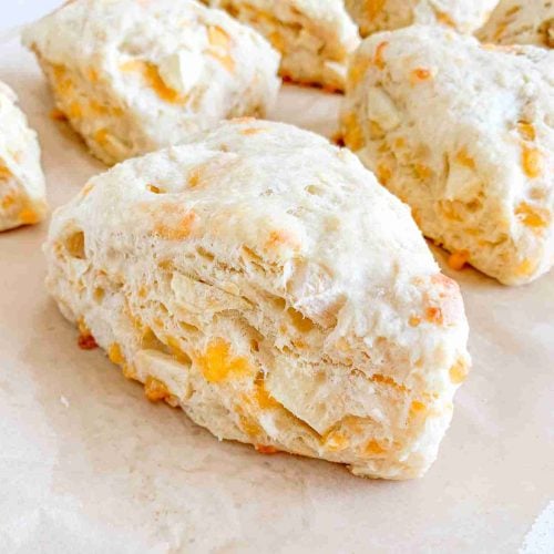 freshly baked sourdough apple cheddar scones