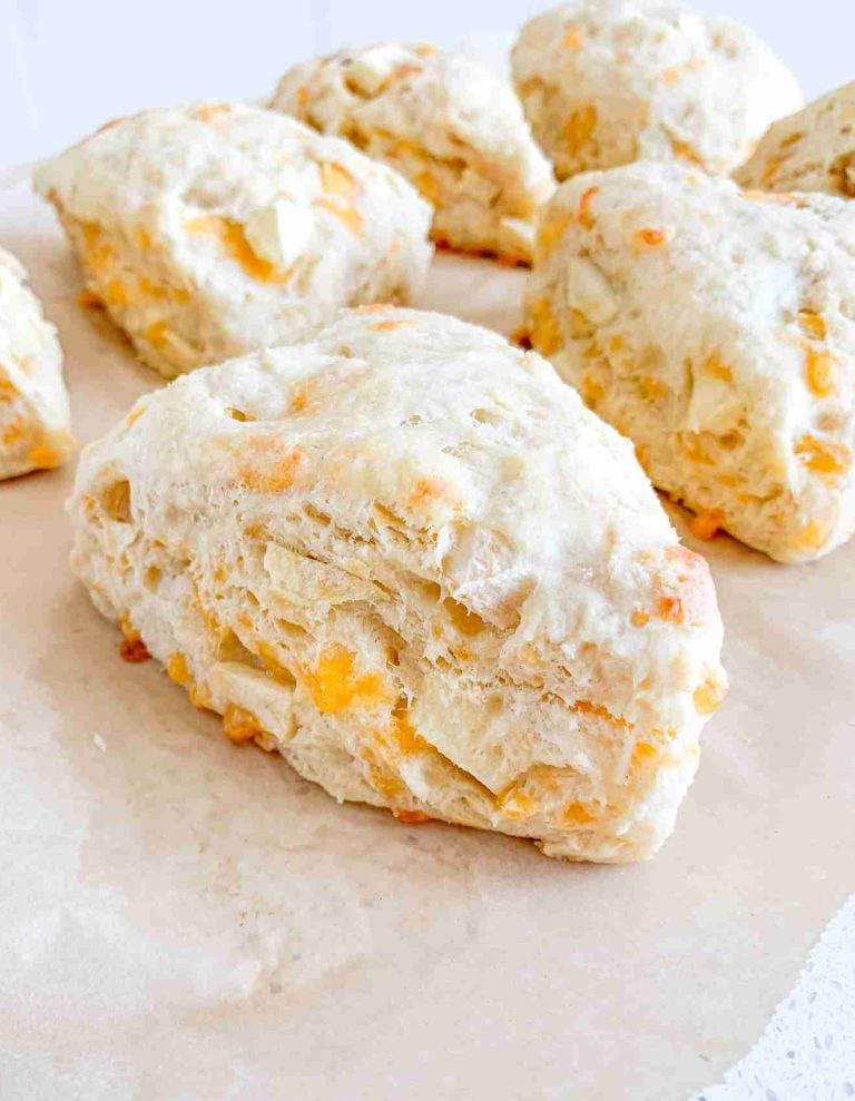 freshly baked sourdough apple cheddar scones