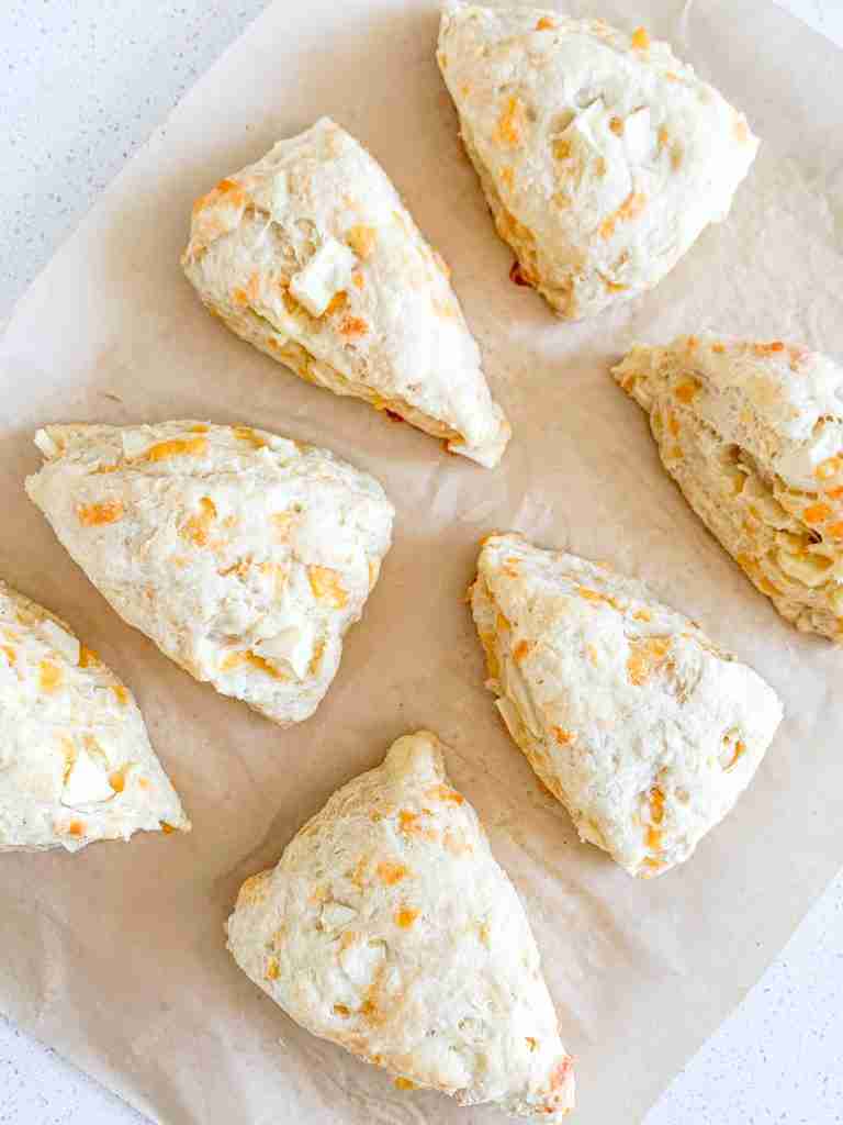 freshly baked sourdough apple cheddar scones