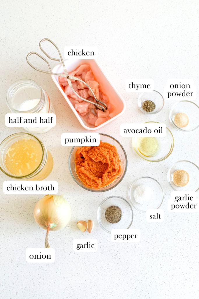 pumpkin chicken soup labeled ingredients