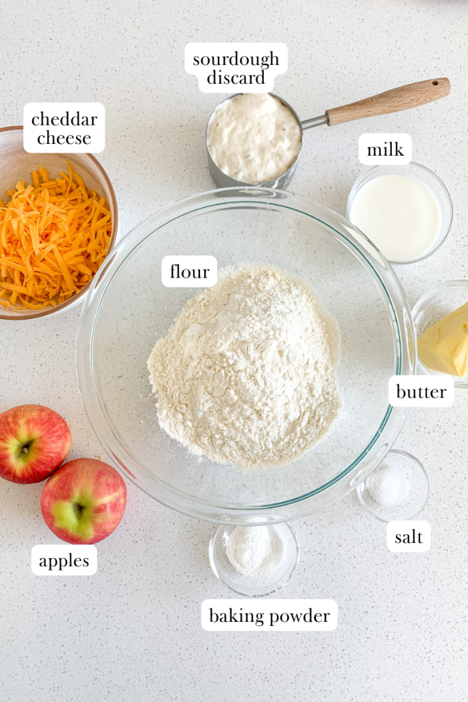 sourdough apple cheddar scones labeled ingredients