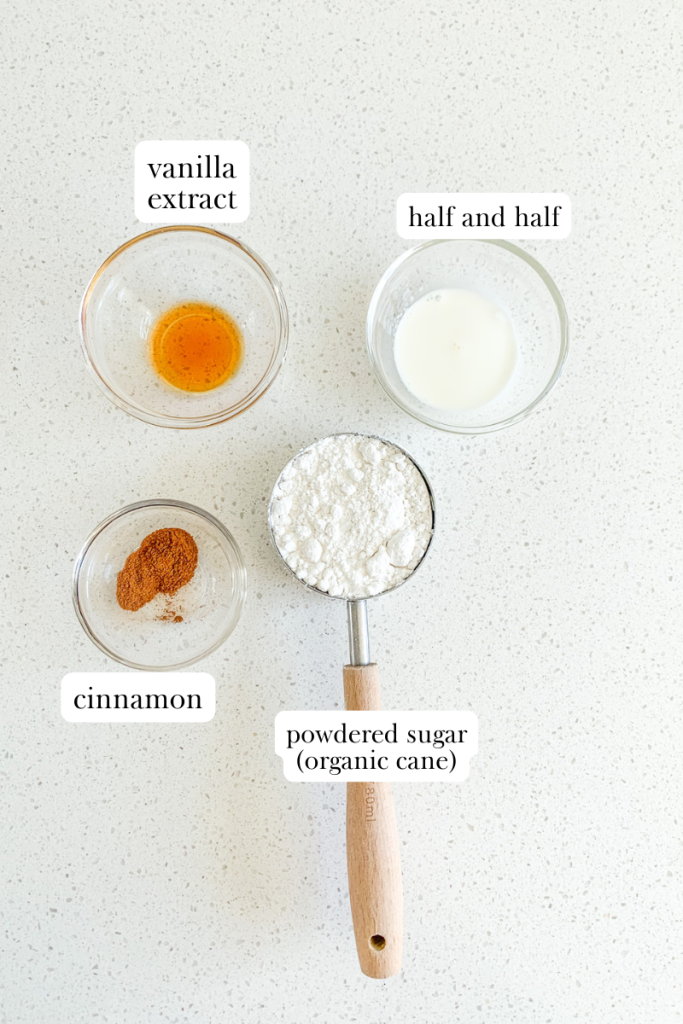 cinnamon frosting drizzle labeled ingredients